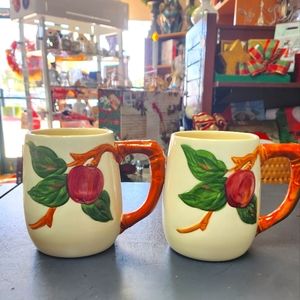 Vintage Franciscan 1950's Apple Grand Mugs Made in USA California Hand-Painted